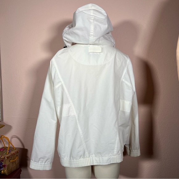 Vintage 80 90 Woolrich Oversized White Magenta Parka jacket with Hood Retro - Picture 15 of 16